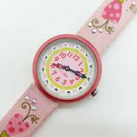 2006 Pink and Red Floral Flik Flak Swiss Made Watch for Kids and Adults