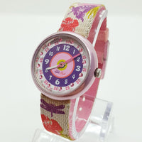 2007 Flik Flak Púrpura y Pink Floral reloj para mujeres y niñas