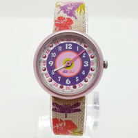 2007 Flik Flak Púrpura y Pink Floral reloj para mujeres y niñas
