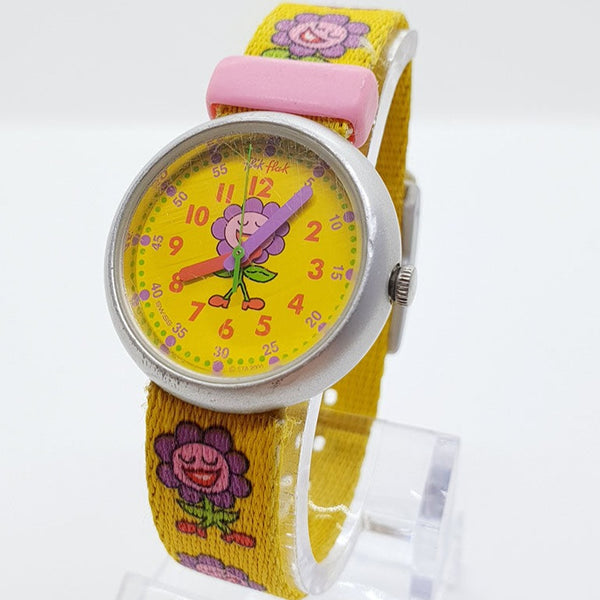 2000 rosa amarillo y girasol púrpura Flik Flak Floral reloj para ella