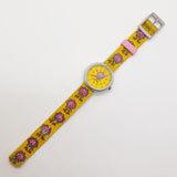 2000 rosa amarillo y girasol púrpura Flik Flak Floral reloj para ella