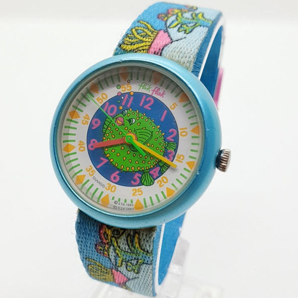 1993 Flik Flak Blowfish Puffer Ozean-Themen Uhr Seltenes Vintage -Modell