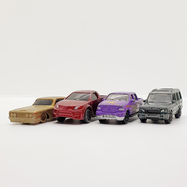 Lote vintage de 4 juguetes para automóviles | Autos de juguete de la vieja escuela