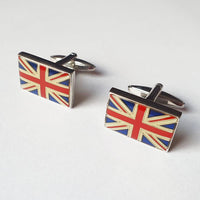 Vintage Silver-tone Great Britain Flag Cufflinks | Wedding Collection