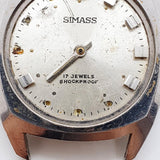 1970s Mens Simass 17 Jewels Watch for Parts & Repair - NOT WORKING