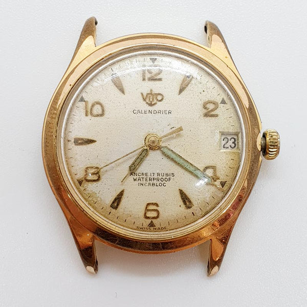 1970 Vito Calendrier 17 Rubis suizo hecho reloj Para piezas y reparación, no funciona