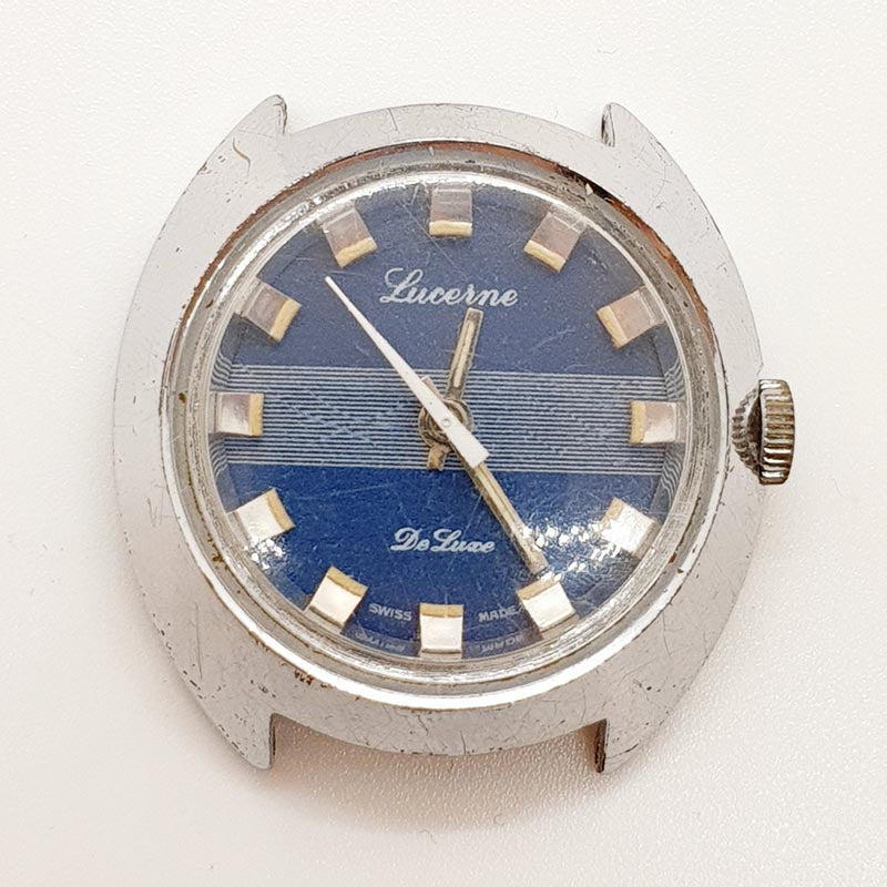 Blue Dial Lucerne de Luxe 17 Jewels Watch for Parts Repair
