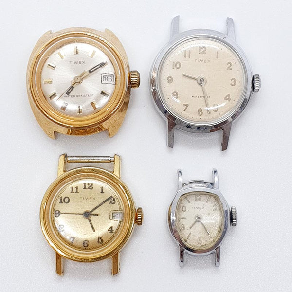 1980s Lot of 4 Timex Mechanical Watches for Parts & Repair - NOT WORKING