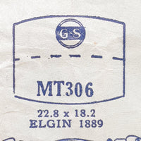 Elgin 1889 MT306 Uhr Kristall für Teile & Reparaturen