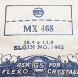 Elgin 1905 MX 468 Uhr Kristall für Teile & Reparaturen