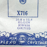 Elgin RW938 GK7125 X716 Uhr Kristall für Teile & Reparaturen