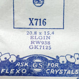 Elgin RW938 GK7125 X716 Uhr Kristall für Teile & Reparaturen