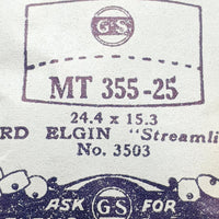 Elgin 3503 MT 355-25 Uhr Kristall für Teile & Reparaturen