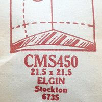 Elgin Stockton 6735 CMS450 Watch Crystal for Parts & Repair