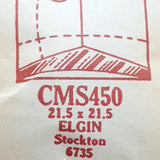 Elgin Stockton 6735 CMS450 Uhr Kristall für Teile & Reparaturen