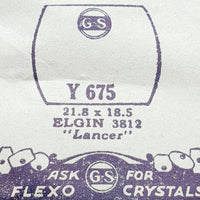 Elgin "Lancer" 3812 Y675 montre Cristal pour les pièces et réparation