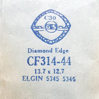 Elgin Diamond Edge 5345 5346 CF314-44 Crystal di orologio per parti e riparazioni