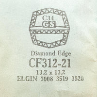 Elgin Diamond Edge 3008 3519 3520 CF312-21 Crystal di orologio per parti e riparazioni