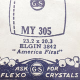 Elgin "America First" 3842 MY305 Uhr Kristall für Teile & Reparaturen
