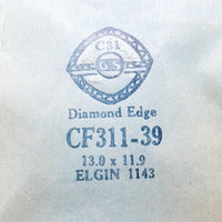 Elgin Diamond Edge 1143 CF311-39 Crystal di orologio per parti e riparazioni