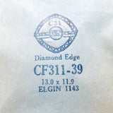Elgin Diamond Edge 1143 CF311-39 Uhr Kristall für Teile & Reparaturen