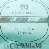 Elgin 06497 CY930-30 Watch Crystal for Parts & Repair