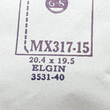 Elgin 3531-40 MX317-15 Uhr Kristall für Teile & Reparaturen