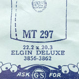 Elgin Deluxe 3856-3862 MT297 reloj Cristal para piezas y reparación