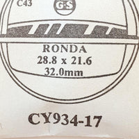 Ronda CY934-17 Watch Crystal for Parts & Repair