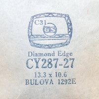 Bulova Diamond Edge 1292E CY287-27 montre Cristal pour les pièces et réparation