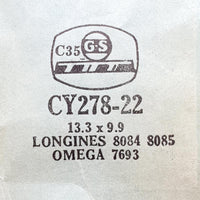 Longines 8084 8085 Omega 7693 CY278-22 reloj Cristal para piezas y reparación