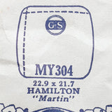 Hamilton "Martin" My304 montre Cristal pour les pièces et réparation