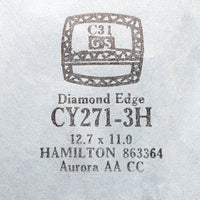 هاملتون دياموند إيدج 863364 CY271-3H Watch Crystal للأجزاء والإصلاح