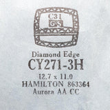Hamilton Diamond Edge 863364 CY271-3H Uhr Kristall für Teile & Reparaturen