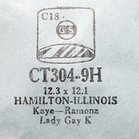 Hamilton-Illinois CT304-9h reloj Reemplazo de cristal para piezas y reparación