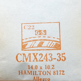 Hamilton Allegro 8172 CMX243-35 montre Remplacement du verre | montre Cristaux