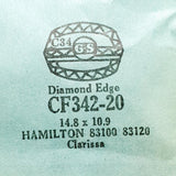 Hamilton Diamond Edge CF342-20 Crystal di orologio per parti e riparazioni