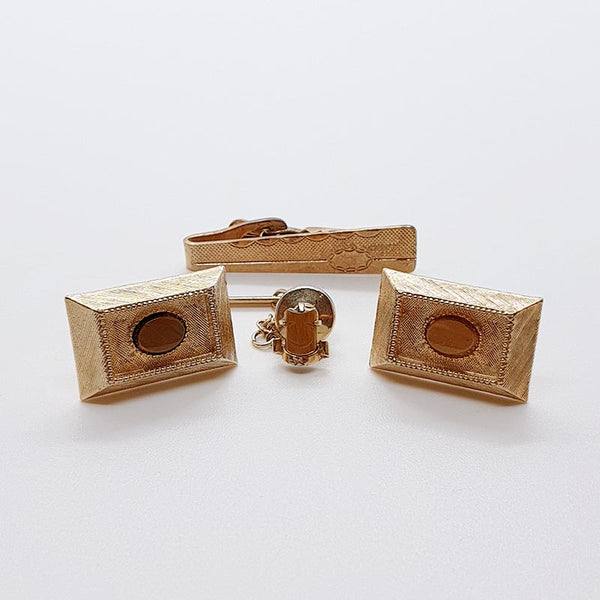 Gematinks de estilo artesano vintage, clip de corbata y tácteo de tácteos de tácteos dorados