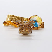 Pinocchi vintage a effetto in marmo, clip tono oro e perno farfalla