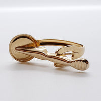 Vintage Gold-tone Round Cufflinks, White Pearl Tie Pin & Tie Clip