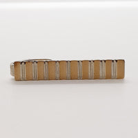 Retro Gold-Tone Stripped Manschettenknöpfe, Stripped-Krawattenclip und kleiner Stift