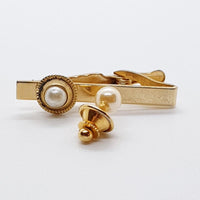 Bouillons ronds vintage avec perles, épingle en perles blanches et clip