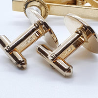 Vintage Round Cufflinks with Pearls, White Pearl Pin & Tie Clip
