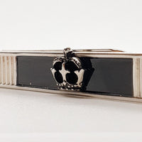 Black et argent vintage Black et Silver, Clip à cravate rectangulaire et broche ronde