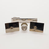 Accessori per tute in argento retro-vintage: gemelli, clip e perno