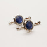 Blau & Silber Manschettenknöpfe für Männer Vintage & Silber-Ton-Krawattenclip