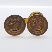 Vintage Gold-tone Coin Cufflinks, Gold Coin Tie Clip & Tie Pin