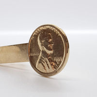 Bouillons de pointes de monnaie en or vintage, pince à cravate et broche à cravate