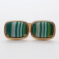 Emerald Green & Gold Gosflinks Vintage, Pin de corbata de piedra verde y clip de corbata