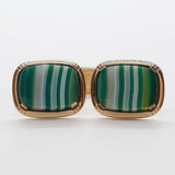 Emerald Green & Gold Cufflinks Vintage, Green Stone Tie Pin & Tie Clip